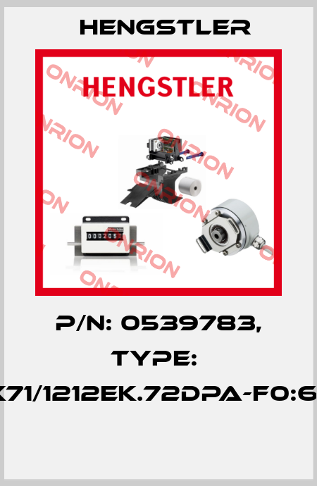 P/N: 0539783, Type:  AX71/1212EK.72DPA-F0:6118  Hengstler