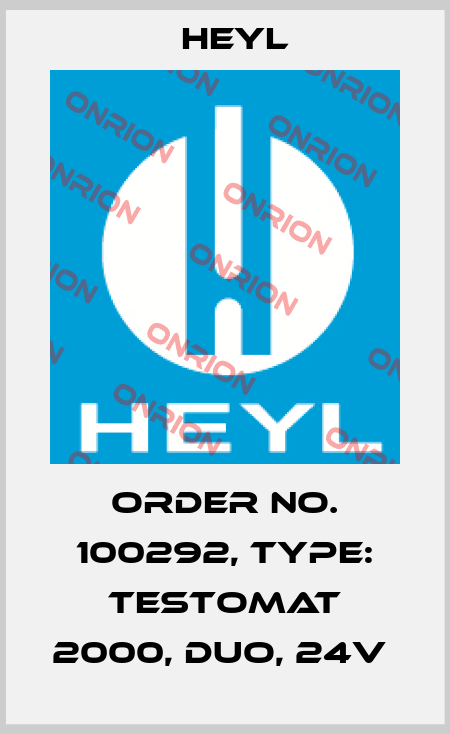 Order No. 100292, Type: Testomat 2000, DUO, 24V  Heyl