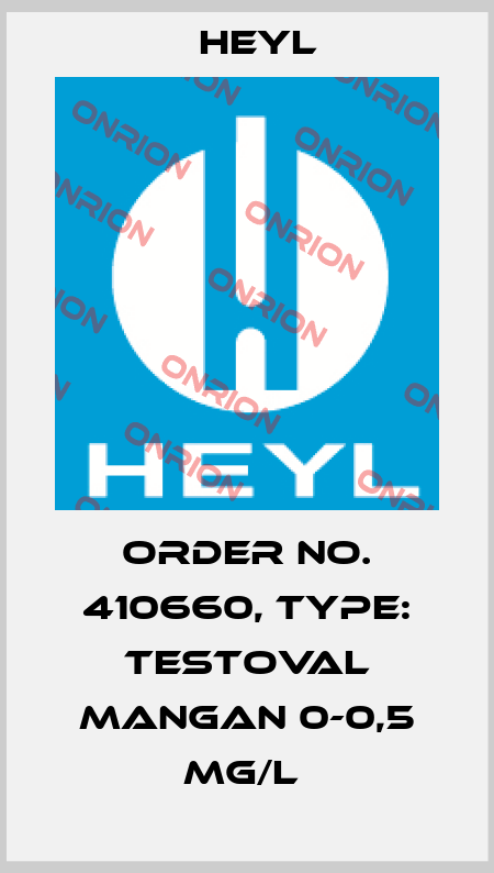 Order No. 410660, Type: Testoval Mangan 0-0,5 mg/l  Heyl