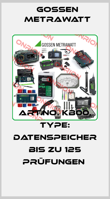 Art.No. KB00, Type: Datenspeicher bis zu 125 Prüfungen  Gossen Metrawatt