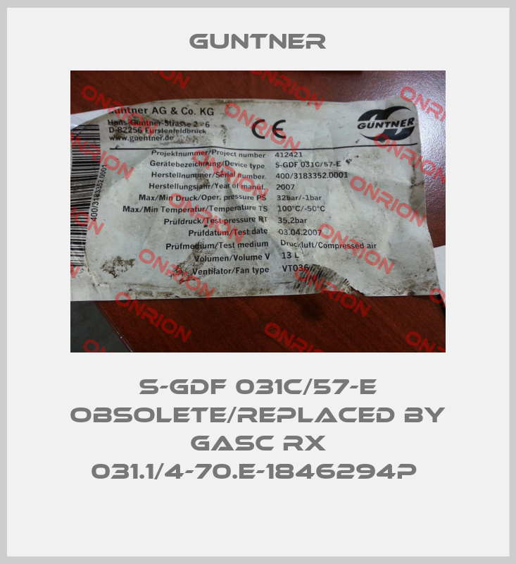 S-GDF 031C/57-E obsolete/replaced by GASC RX 031.1/4-70.E-1846294P -big