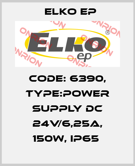 Code: 6390, Type:Power supply DC 24V/6,25A, 150W, IP65  Elko EP