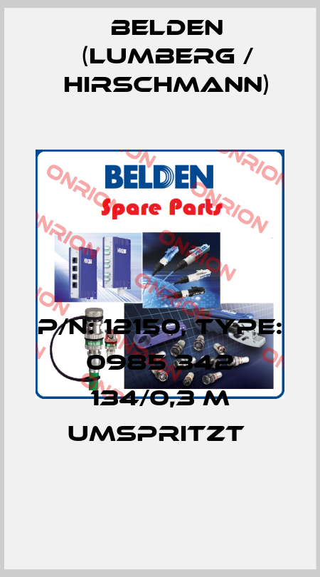 P/N: 12150, Type: 0985 342 134/0,3 M umspritzt  Belden (Lumberg / Hirschmann)