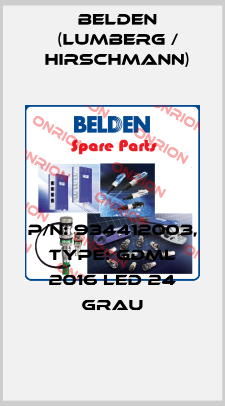 P/N: 934412003, Type: GDML 2016 LED 24 grau Belden (Lumberg / Hirschmann)