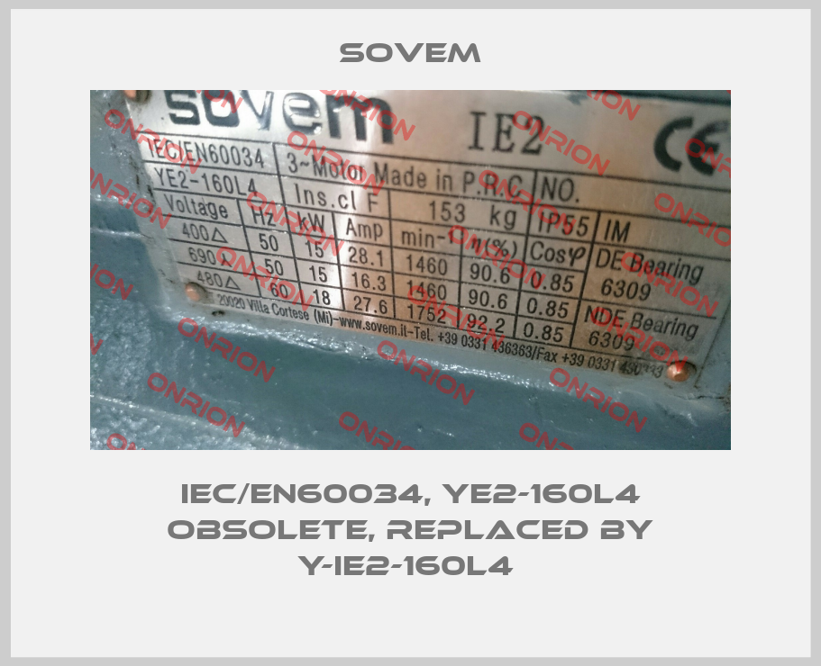 IEC/EN60034, YE2-160L4 obsolete, replaced by Y-IE2-160L4 -big