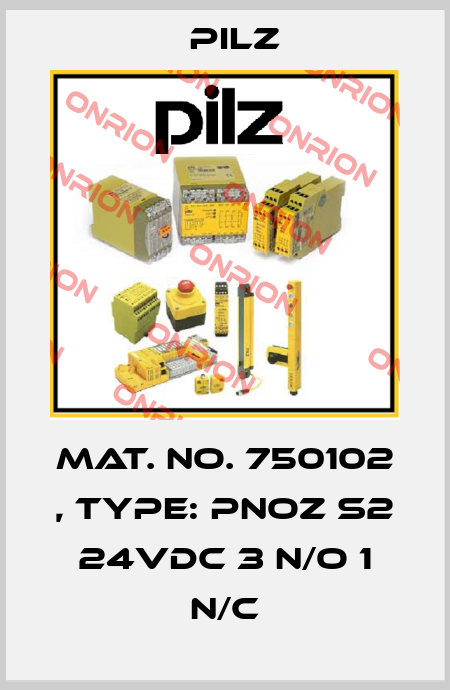 Mat. No. 750102 , Type: PNOZ s2 24VDC 3 n/o 1 n/c Pilz