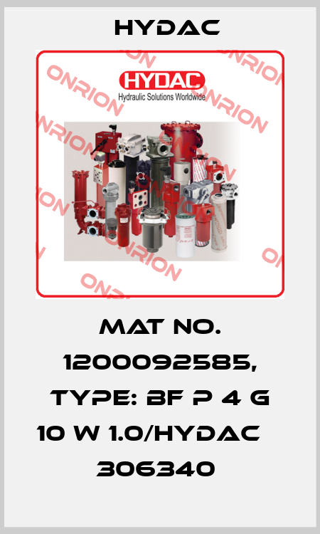 Mat No. 1200092585, Type: BF P 4 G 10 W 1.0/HYDAC                306340  Hydac