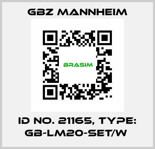 Id No. 21165, Type: GB-LM20-SET/W  GBZ MANNHEIM