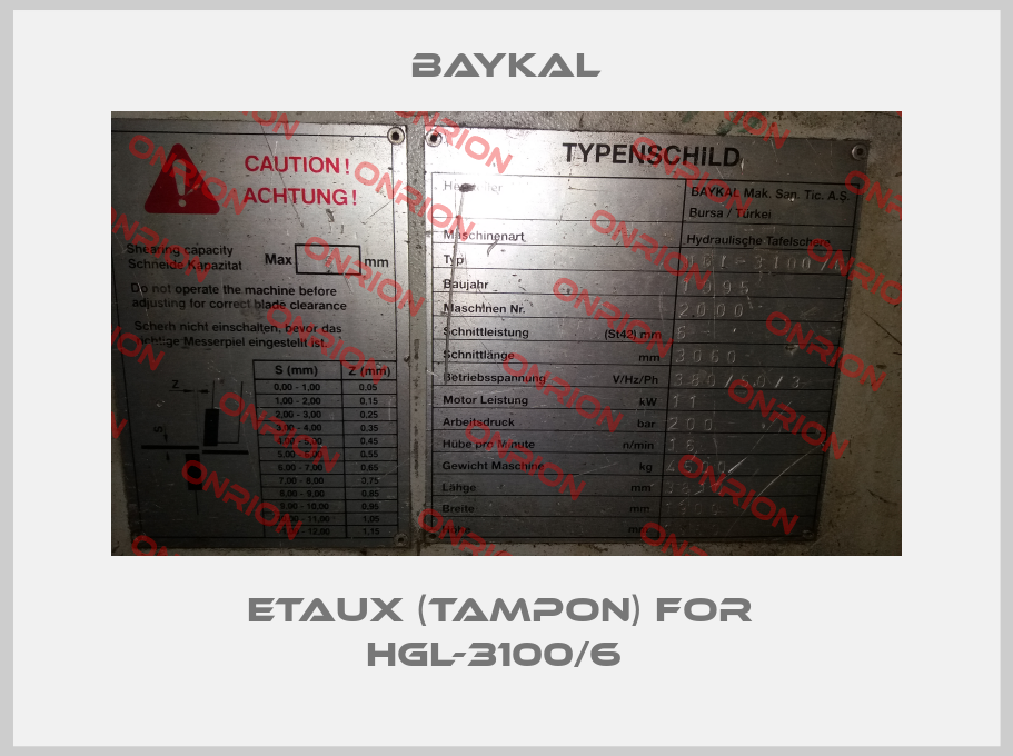 Etaux (tampon) for  HGL-3100/6  -big