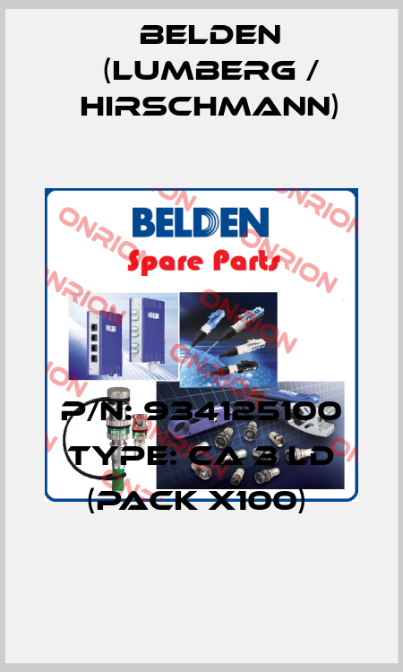 P/N: 934125100 Type: CA 3 LD (pack x100)  Belden (Lumberg / Hirschmann)