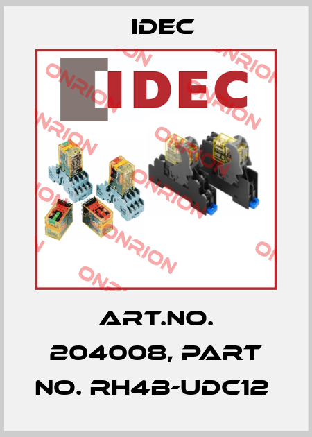 Art.No. 204008, Part No. RH4B-UDC12  Idec