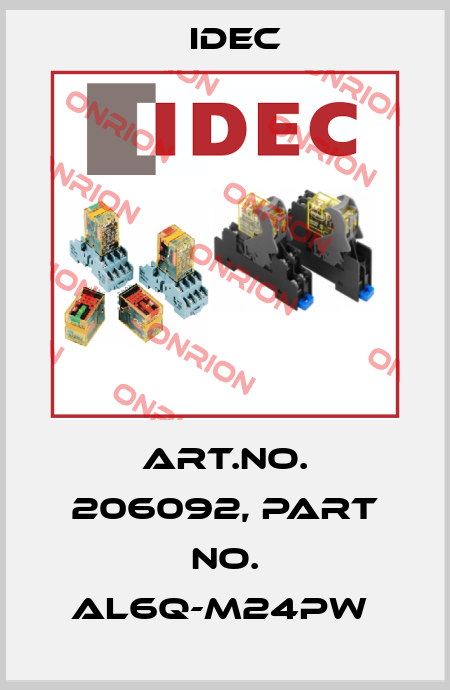 Art.No. 206092, Part No. AL6Q-M24PW  Idec