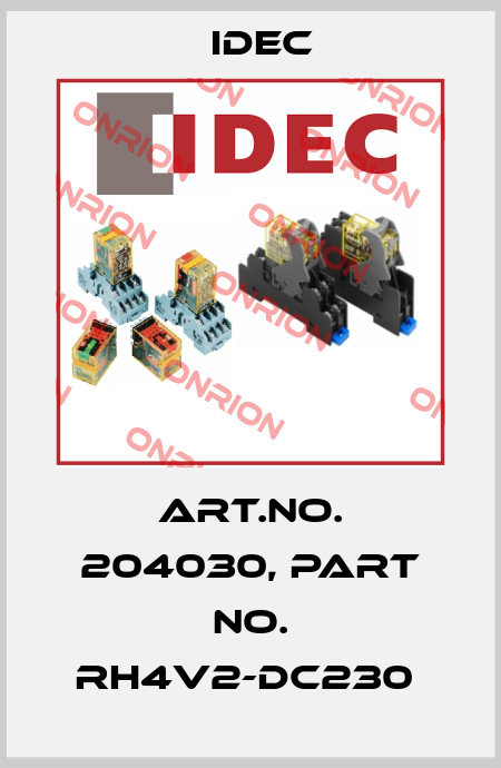Art.No. 204030, Part No. RH4V2-DC230  Idec