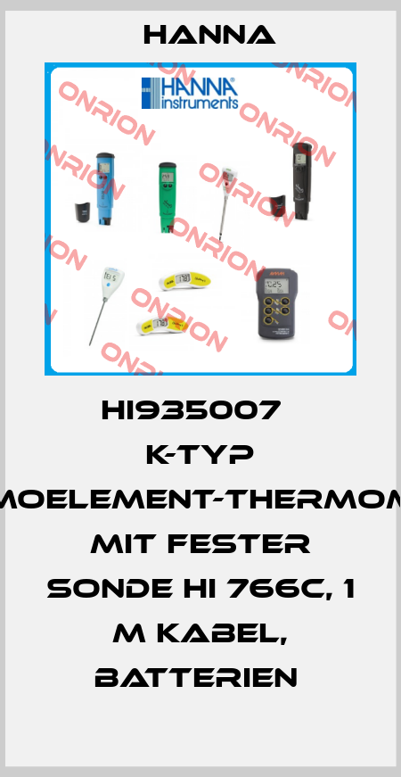 HI935007   K-TYP THERMOELEMENT-THERMOMETER MIT FESTER SONDE HI 766C, 1 M KABEL, BATTERIEN  Hanna