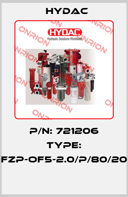 P/N: 721206 Type: FZP-OF5-2.0/P/80/20  Hydac