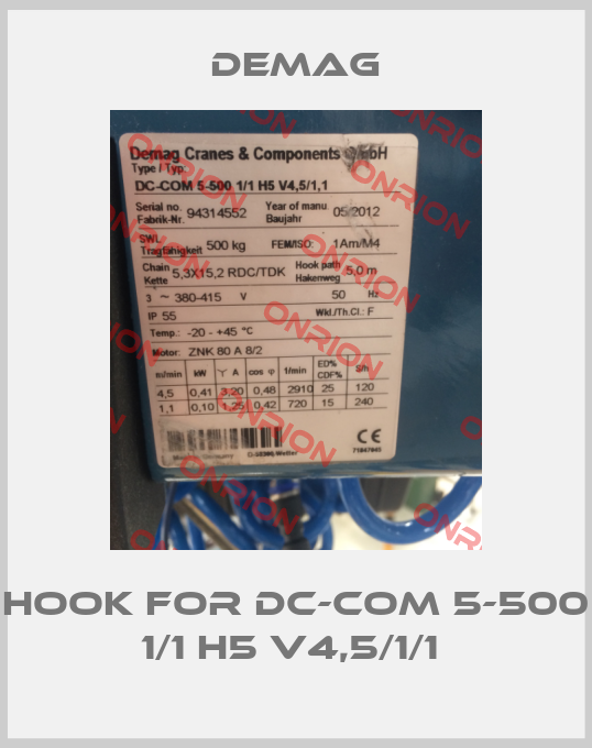 Hook for DC-COM 5-500 1/1 H5 V4,5/1/1 -big