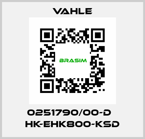 0251790/00-D    HK-EHK800-KSD  Vahle