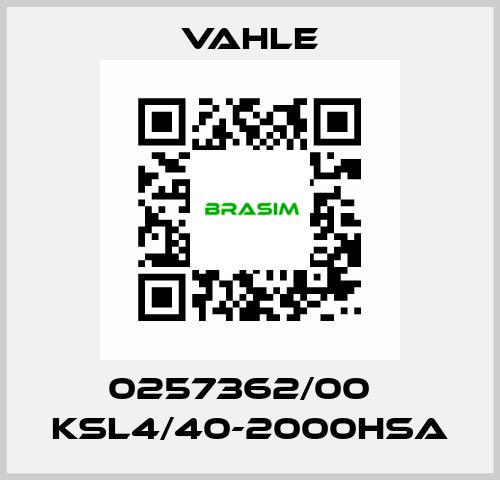 0257362/00    KSL4/40-2000HSA  Vahle