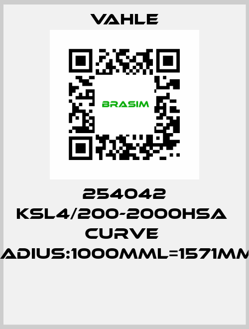 254042 KSL4/200-2000HSA  Curve  radius:1000mmL=1571mm+  Vahle