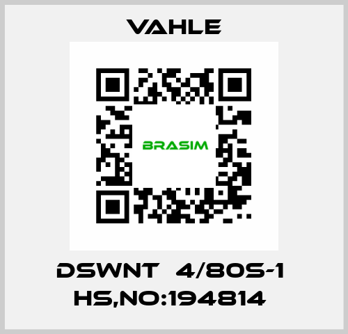 DSWNT  4/80S-1  HS,NO:194814  Vahle