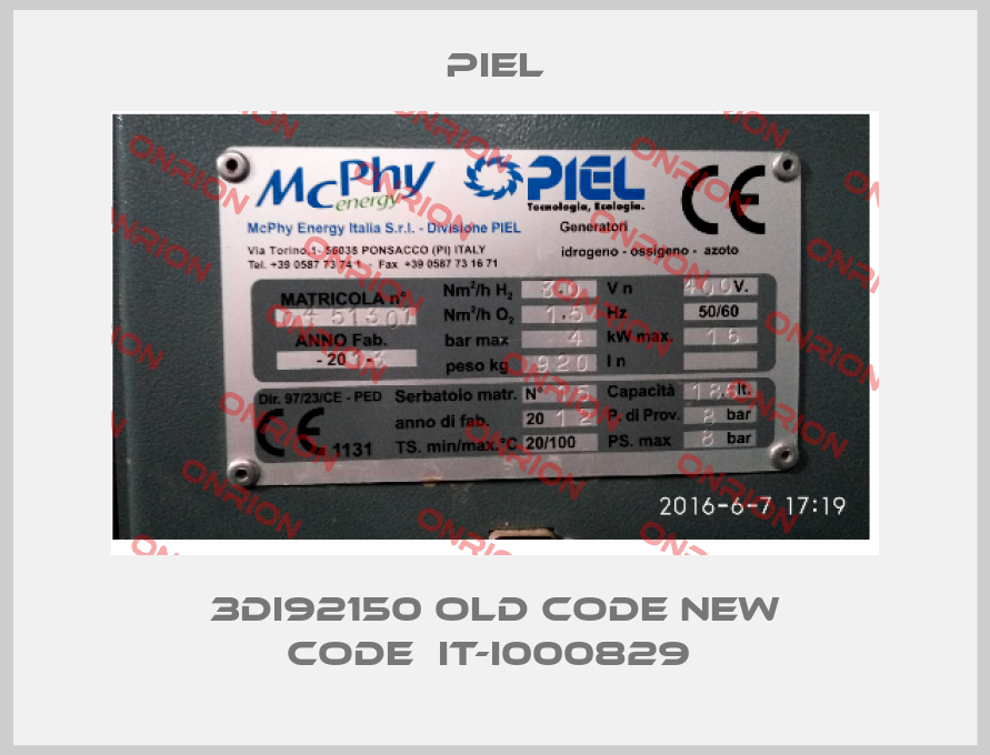3DI92150 old code new code  IT-I000829 -big