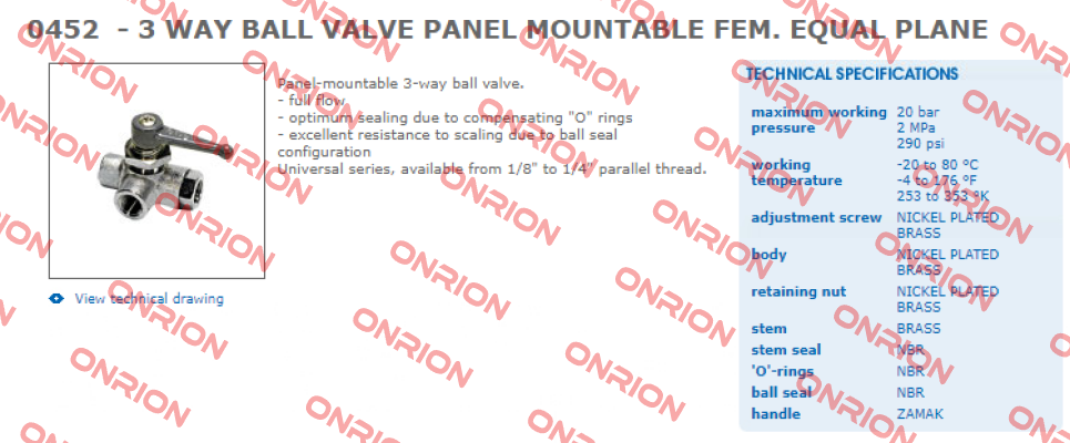 Handle for 0452 06 13  - 3 WAY BALL VALVE -big