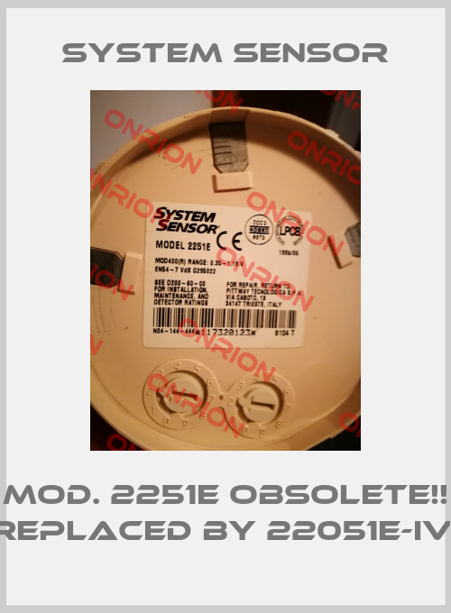 mod. 2251E Obsolete!! Replaced by 22051E-IV -big