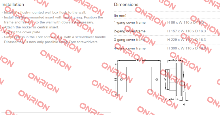 Model:TX44, 1-gang cover frame -big