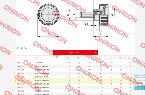 P/N: 106351 Type: BT.16-SST-p-M4x10 (pack 1x25 pcs) -big