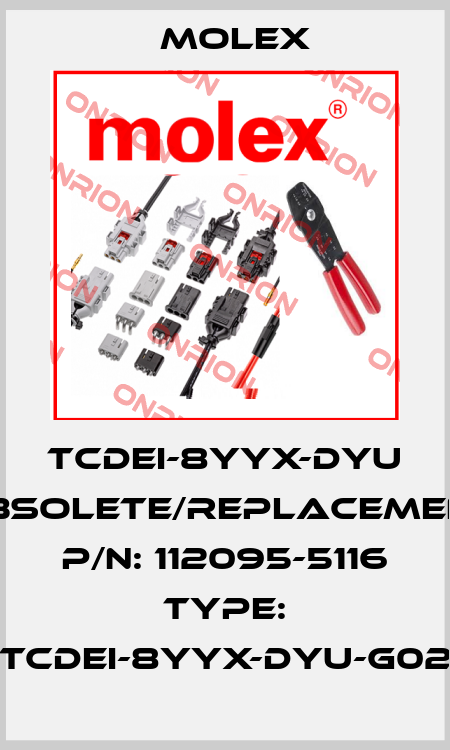 TCDEI-8YYX-DYU obsolete/replacement P/N: 112095-5116 Type: TCDEI-8YYX-DYU-G02 Molex