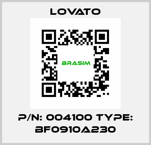 P/N: 004100 Type: BF0910A230 Lovato