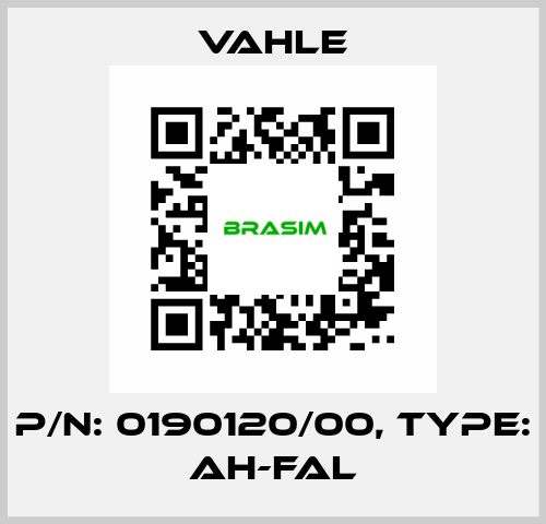 P/n: 0190120/00, Type: AH-FAL Vahle