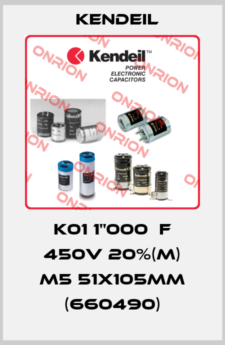 K01 1"000μF 450V 20%(M) M5 51x105mm (660490) Kendeil