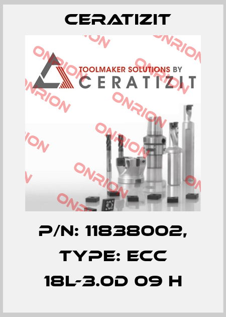 P/N: 11838002, Type: ECC 18L-3.0D 09 H Ceratizit
