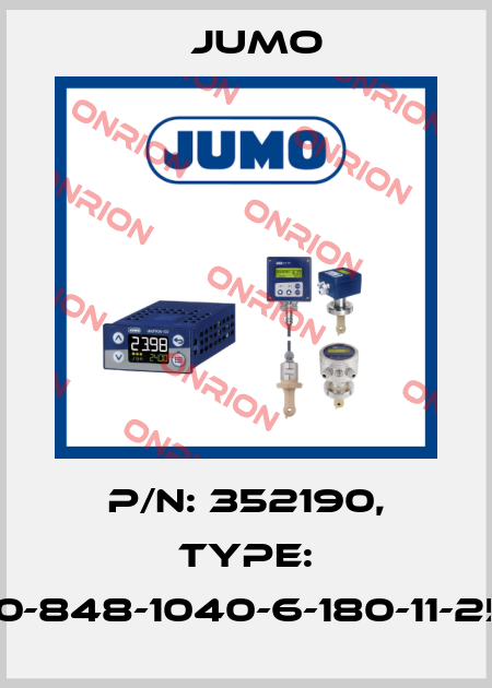 P/N: 352190, Type: 901190/10-848-1040-6-180-11-2500/000 Jumo