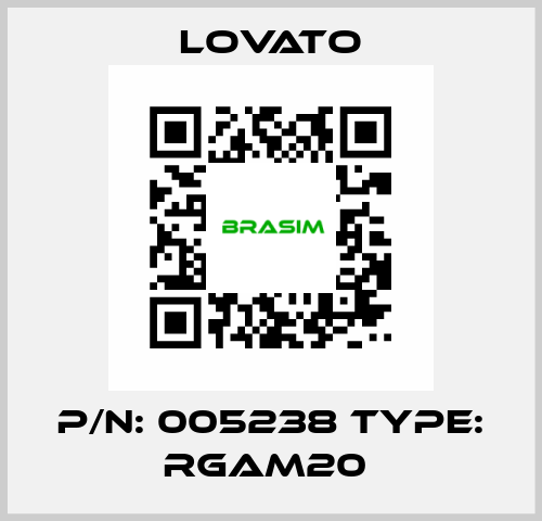 P/N: 005238 Type: RGAM20  Lovato