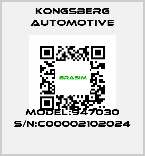 Model:947030 S/N:C00002102024 Kongsberg Automotive