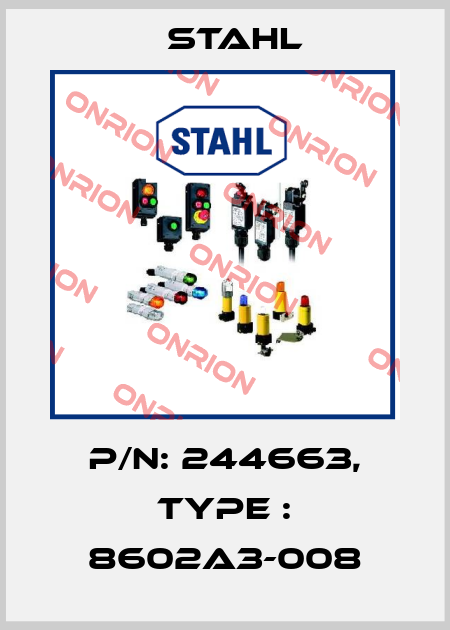 P/N: 244663, Type : 8602A3-008 Stahl