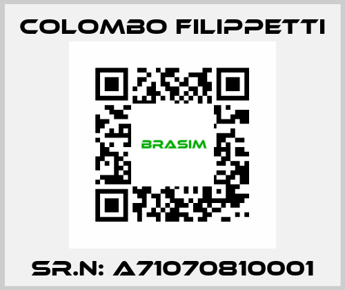 Sr.N: A71070810001 Colombo Filippetti