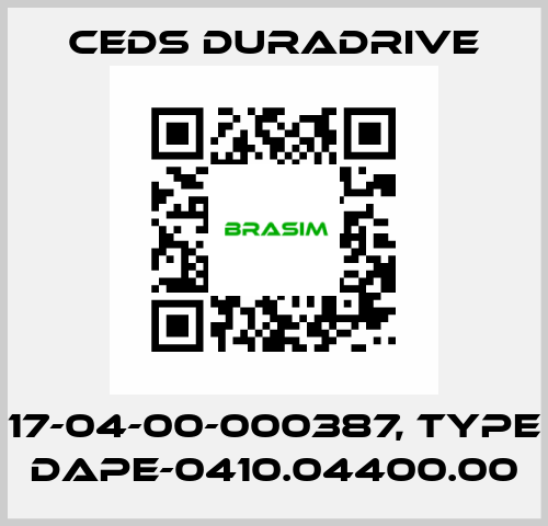 17-04-00-000387, Type DAPE-0410.04400.00 Ceds Duradrive