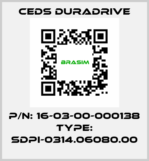 p/n: 16-03-00-000138 type: SDPI-0314.06080.00 Ceds Duradrive