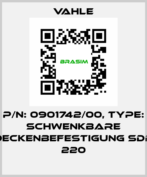 P/N: 0901742/00, Type: SCHWENKBARE DECKENBEFESTIGUNG SDB 220 Vahle