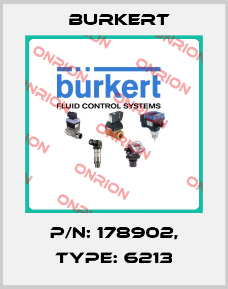 p/n: 178902, Type: 6213 Burkert