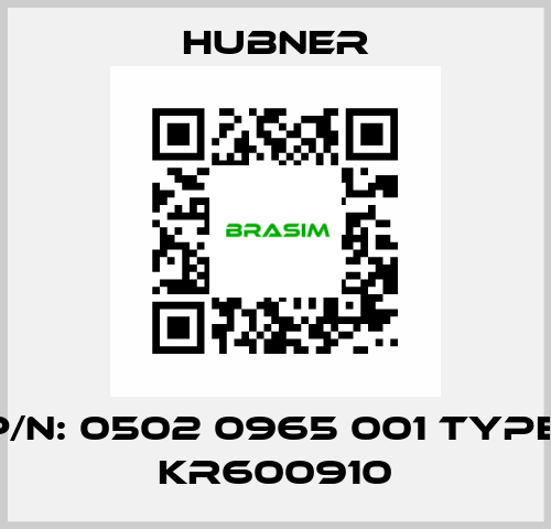 p/n: 0502 0965 001 Type; KR600910 HUBNER