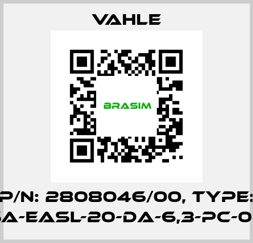 P/N: 2808046/00, Type: SA-EASL-20-DA-6,3-PC-06 Vahle