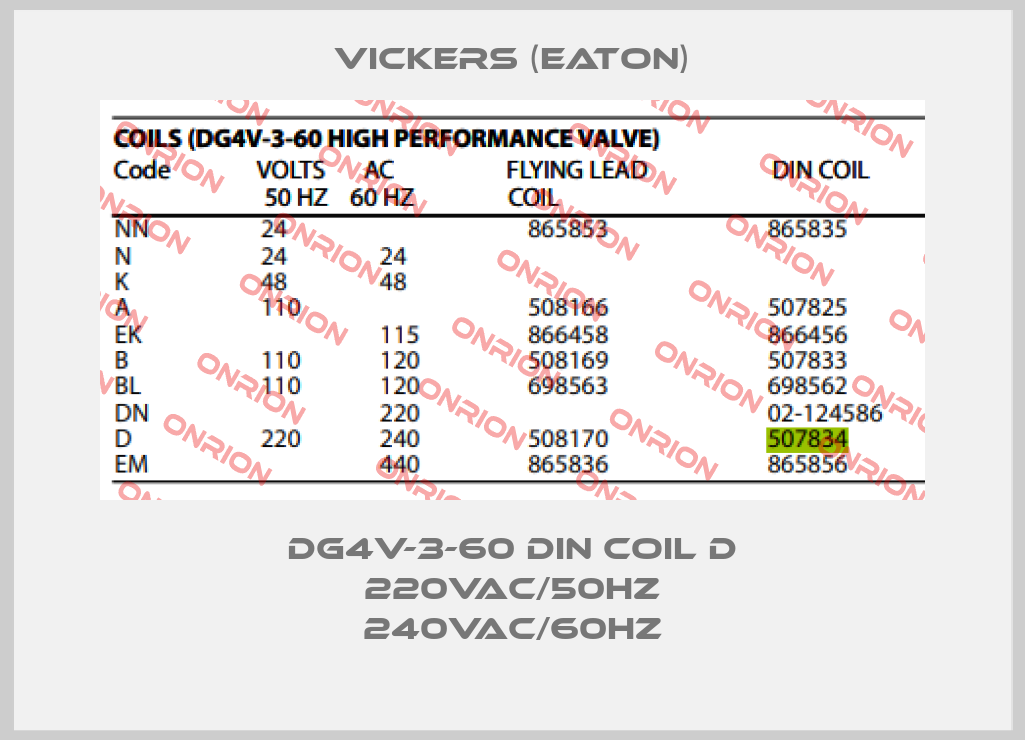 DG4V-3-60 DIN COIL D 220VAC/50HZ 240VAC/60HZ-big