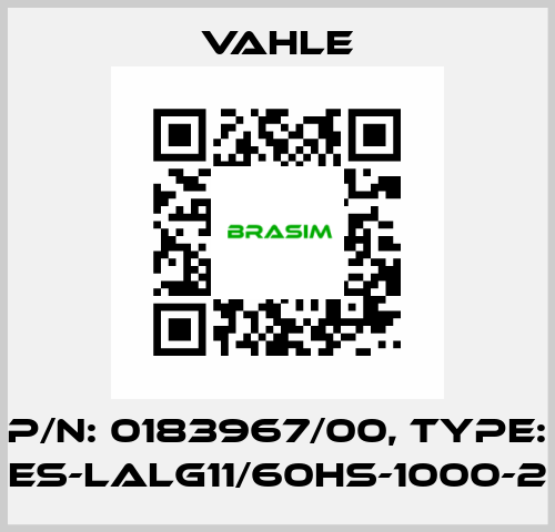 P/n: 0183967/00, Type: ES-LALG11/60HS-1000-2 Vahle