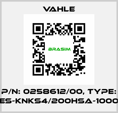 P/n: 0258612/00, Type: ES-KNKS4/200HSA-1000 Vahle