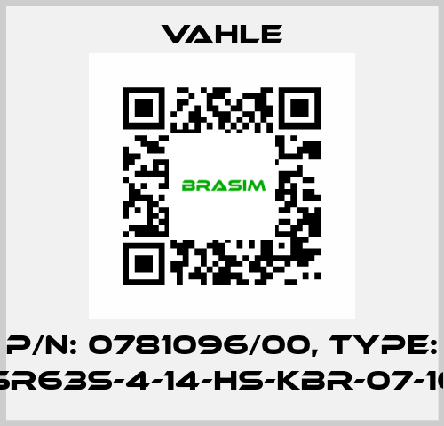 P/n: 0781096/00, Type: SA-KESR63S-4-14-HS-KBR-07-10-01-06 Vahle