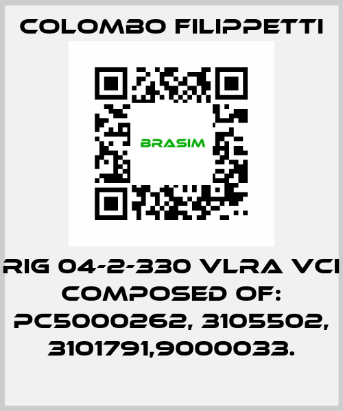 RIG 04-2-330 VLRA VCI composed of: PC5000262, 3105502, 3101791,9000033. Colombo Filippetti